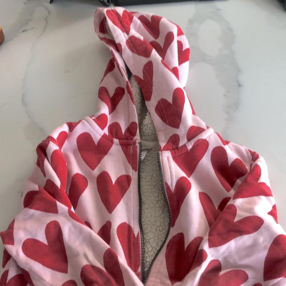 Hanna Andersson Sherpa-Lined Heart Hoodie | Organic Cotton | Girls 4T
